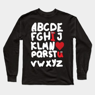 Alphabet ABCD I Love You Heart Valentines Day Cute Teacher Long Sleeve T-Shirt